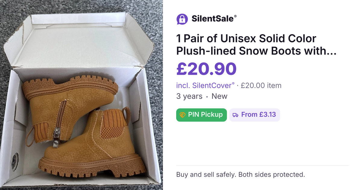1 Pair of Unisex Solid Color Plush-lined Snow Boots with Subtle Textured Patterns, Children's Zip-up Autumn/winter Outdoor Boots