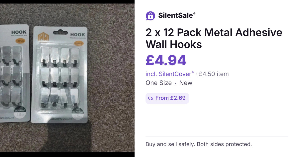 2 x 12 Pack  Metal Adhesive Wall Hooks