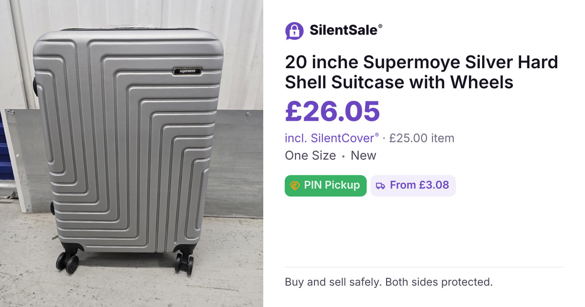 20 inche Supermoye Silver Hard Shell Suitcase with Wheels