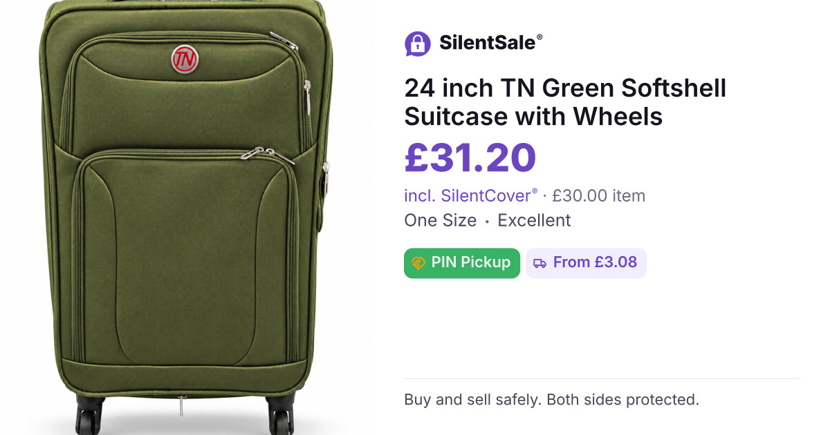 24 inch TN Green Softshell Suitcase with Wheels