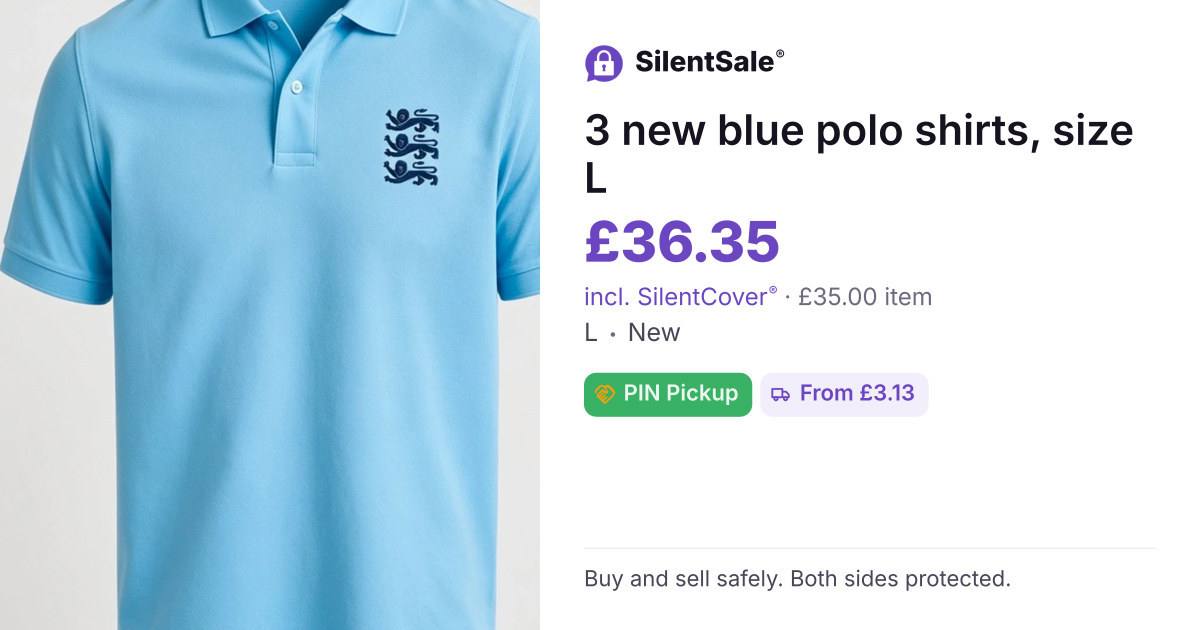 3 new blue polo shirts, size L
