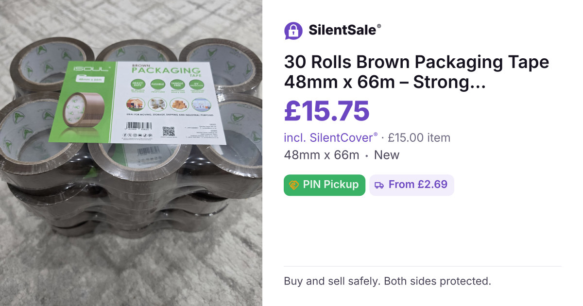 30 Rolls Brown Packaging Tape 48mm x 66m – Strong Adhesive Parcel Tape