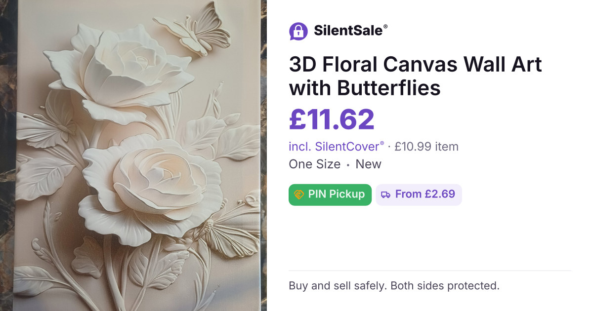 3D Floral Canvas Wall Art with Butterflies