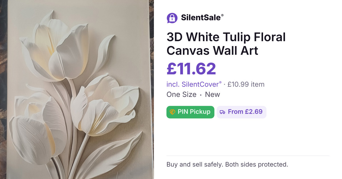 3D White Tulip Floral Canvas Wall Art