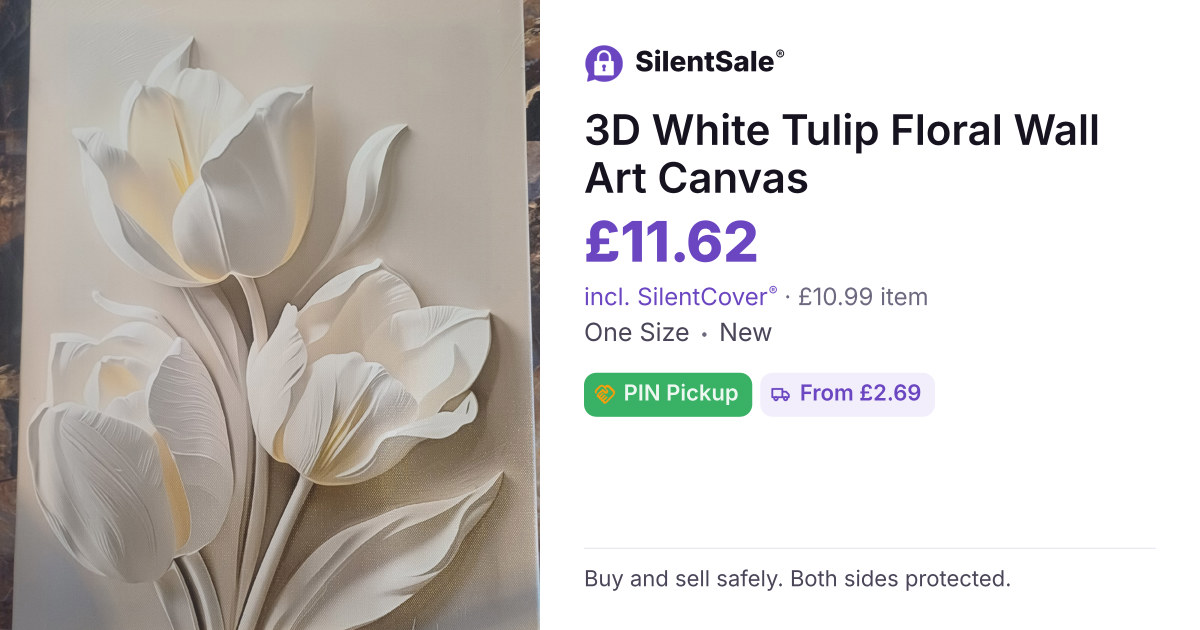 3D White Tulip Floral Wall Art Canvas