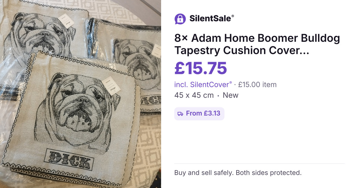 8× Adam Home Boomer Bulldog Tapestry Cushion Cover 45x45 cm