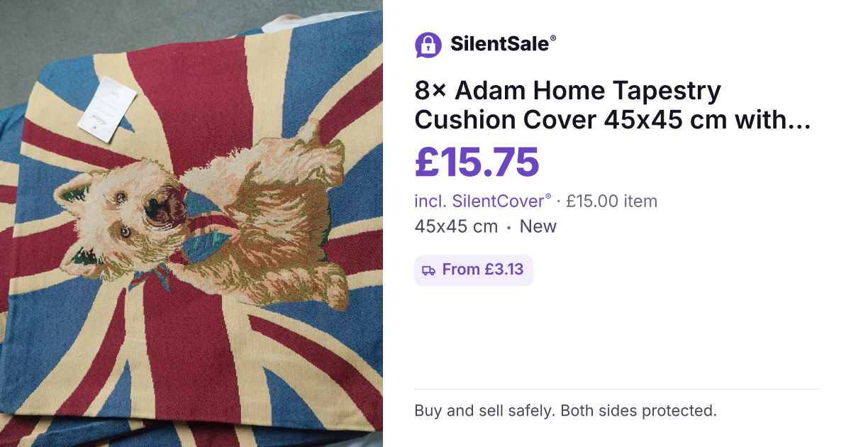 8× Adam Home Tapestry Cushion Cover 45x45 cm with Dog Design