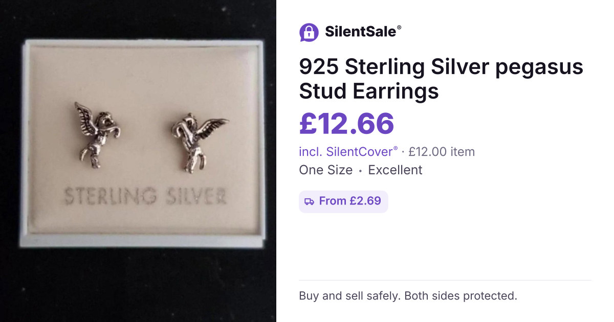 925 Sterling Silver pegasus Stud Earrings