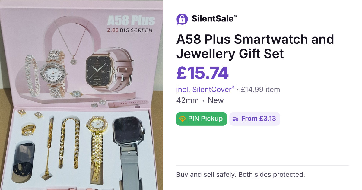 A58 Plus Smartwatch and Jewellery Gift Set