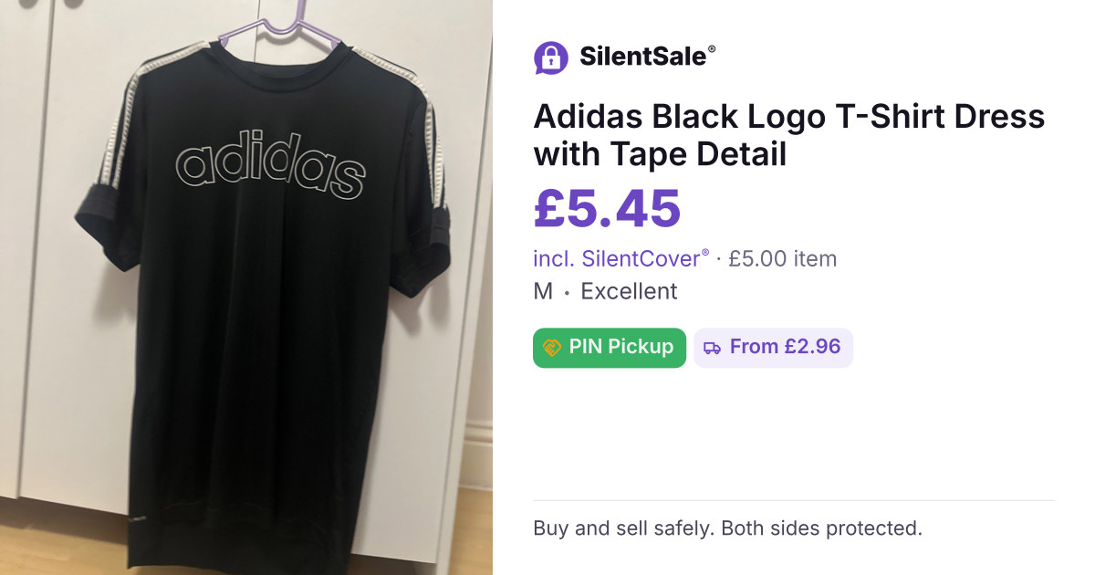 Adidas Black Logo T-Shirt Dress with Tape Detail