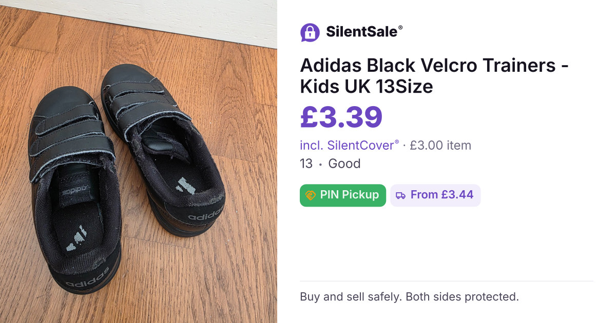 Adidas Black Velcro Trainers - Kids UK 13Size