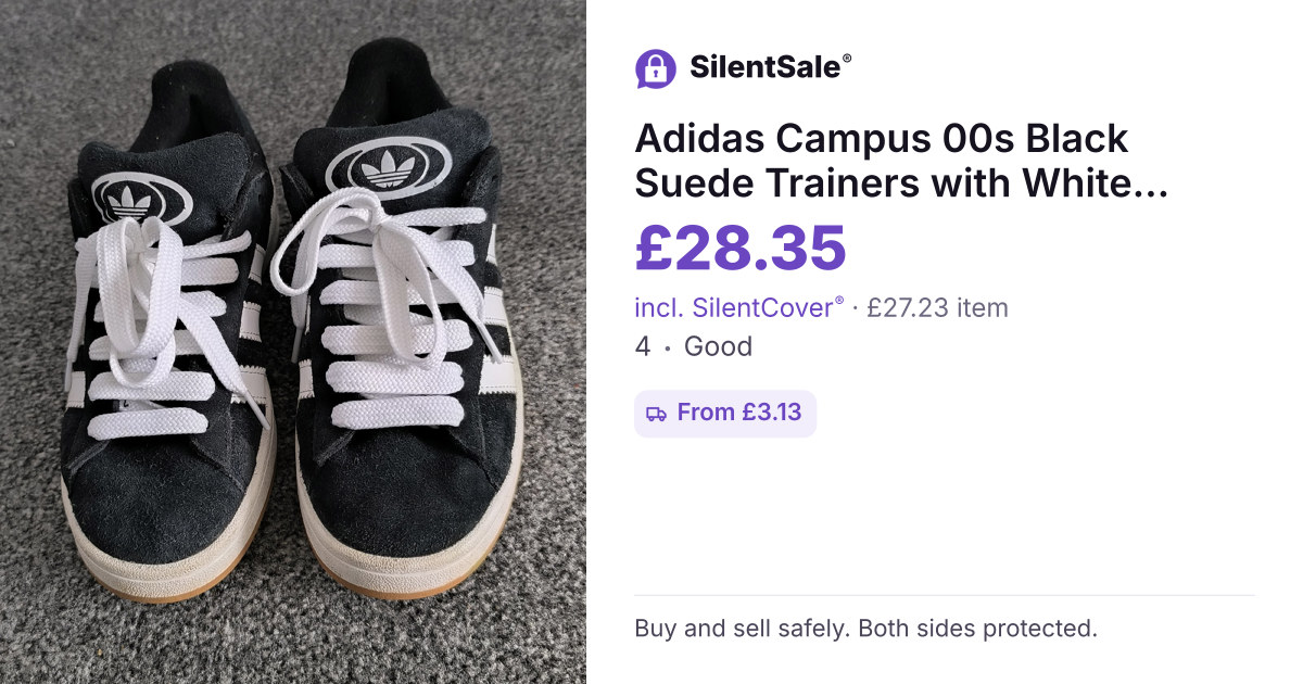 Adidas Campus 00s Black Suede Trainers with White Stripes