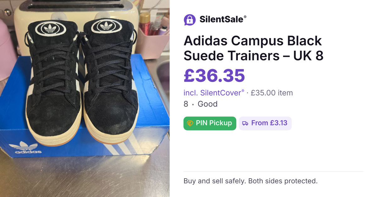 Adidas Campus Black Suede Trainers – UK 8