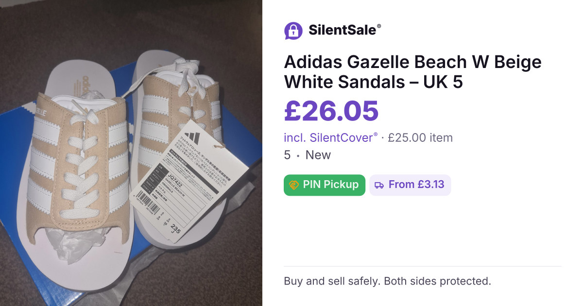 Adidas Gazelle Beach W Beige White Sandals – UK 5