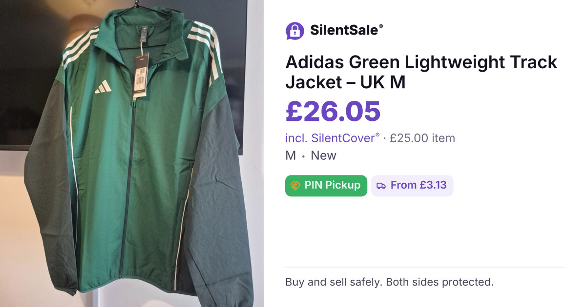 Adidas Green Lightweight Track Jacket – UK M