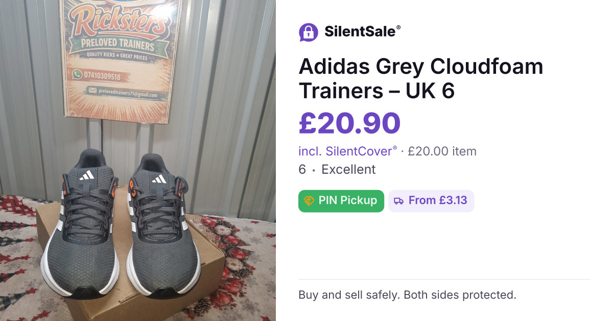 Adidas Grey Cloudfoam Trainers – UK 6