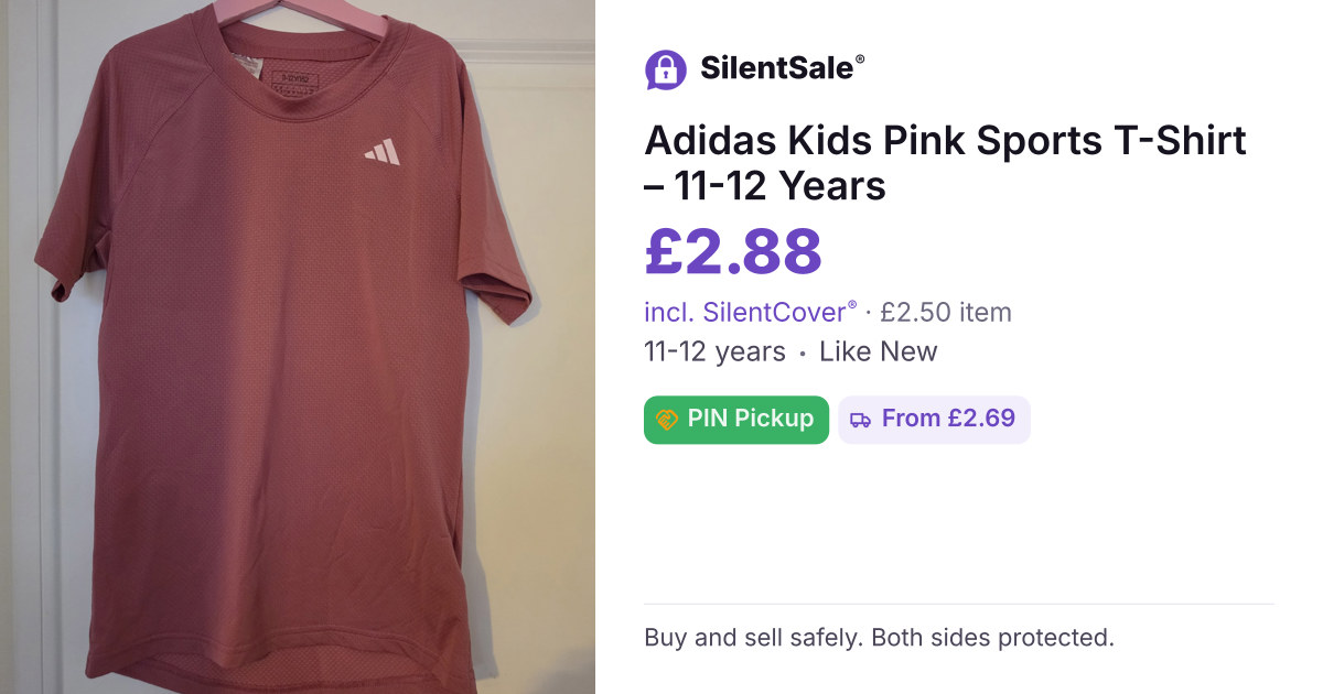 Adidas Kids Pink Sports T-Shirt – 11-12 Years