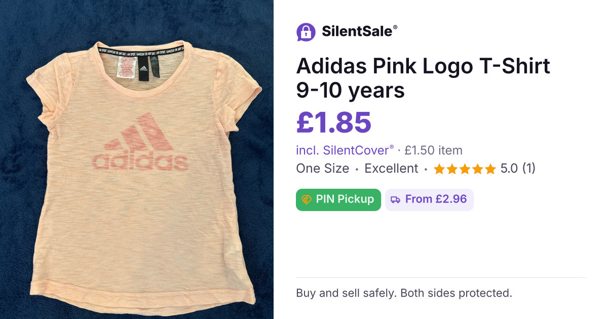 Adidas Pink Logo T-Shirt 9-10 years