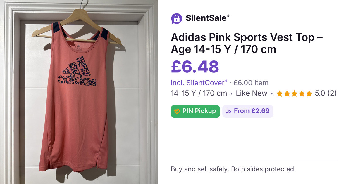 Adidas Pink Sports Vest Top – Age 14-15 Y / 170 cm