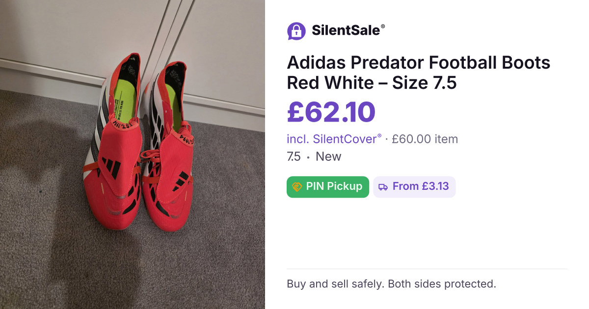 Adidas Predator Football Boots Red White – Size 7.5