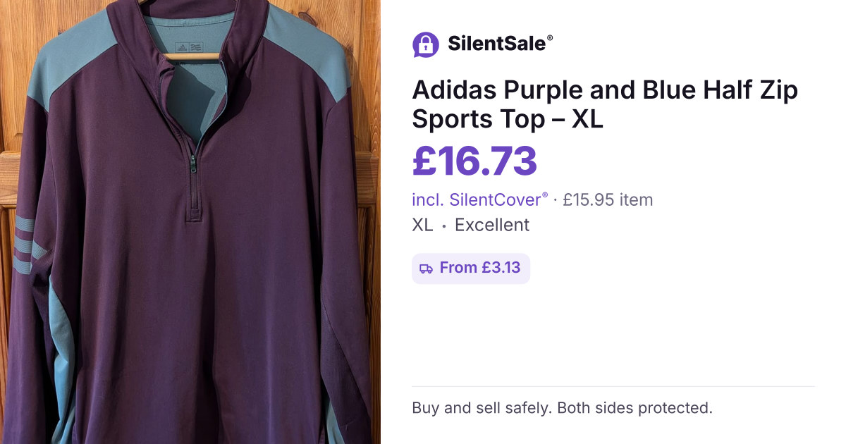 Adidas Purple and Blue Half Zip Sports Top – XL