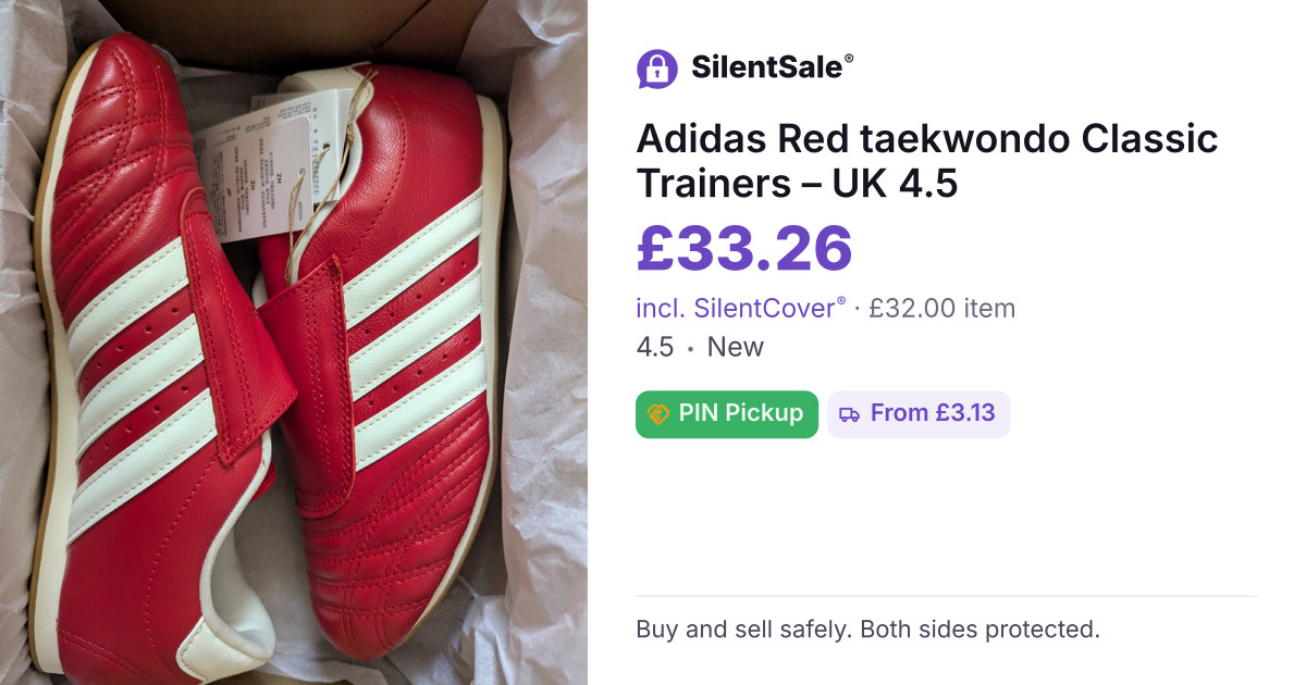 Adidas Red taekwondo Classic Trainers – UK 4.5