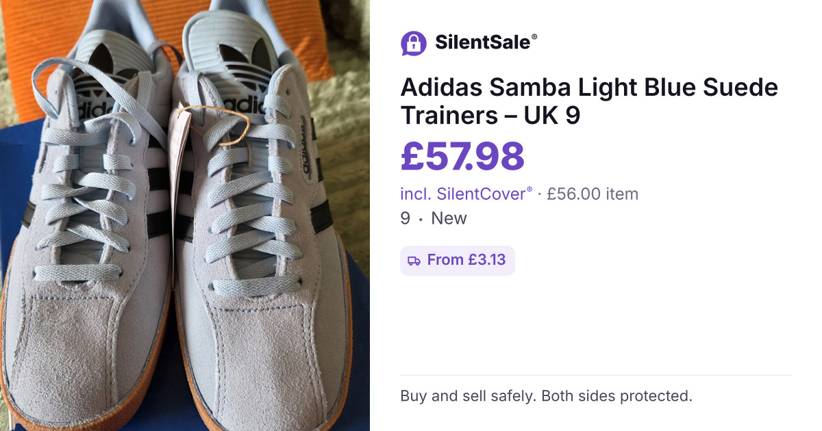 Adidas Samba Light Blue Suede Trainers – UK 9