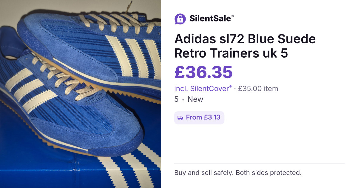 Adidas sl72 Blue Suede Retro Trainers uk 5