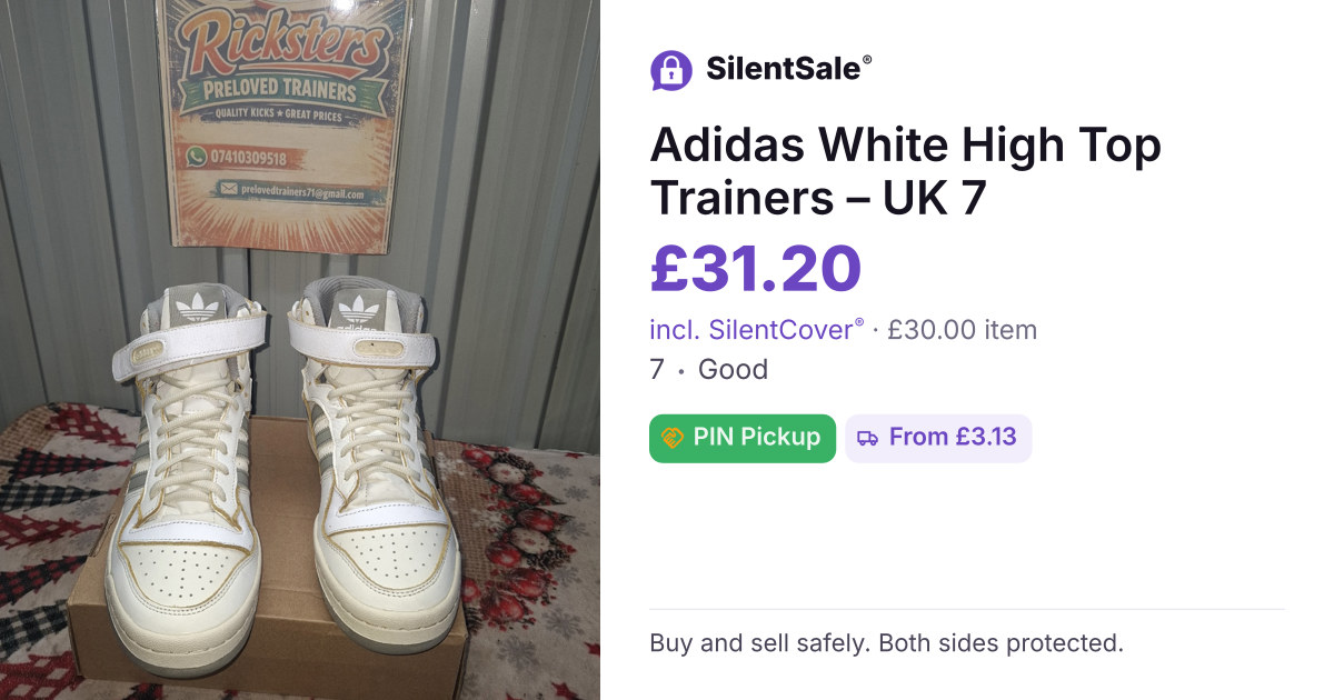 Adidas White High Top Trainers – UK 7