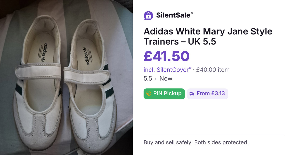 Adidas White Mary Jane Style Trainers – UK 5.5