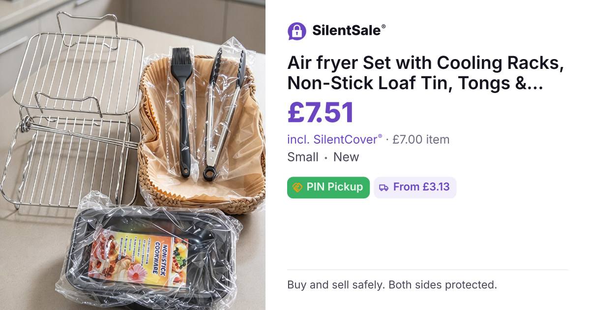 Air fryer Set with Cooling Racks, Non-Stick Loaf Tin, Tongs & Pastry Brush
