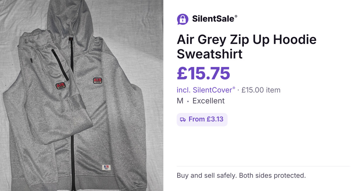 Air Grey Zip Up Hoodie Sweatshirt