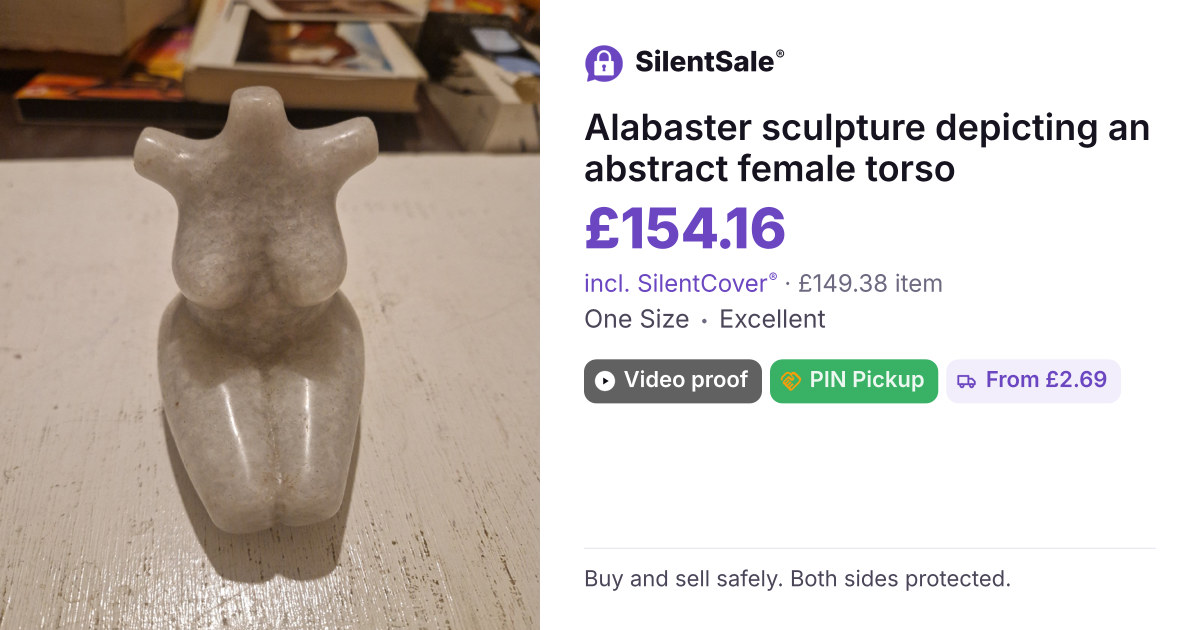 Alabaster sculpture depicting an abstract female torso