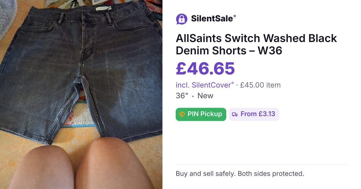 AllSaints Switch Washed Black Denim Shorts – W36