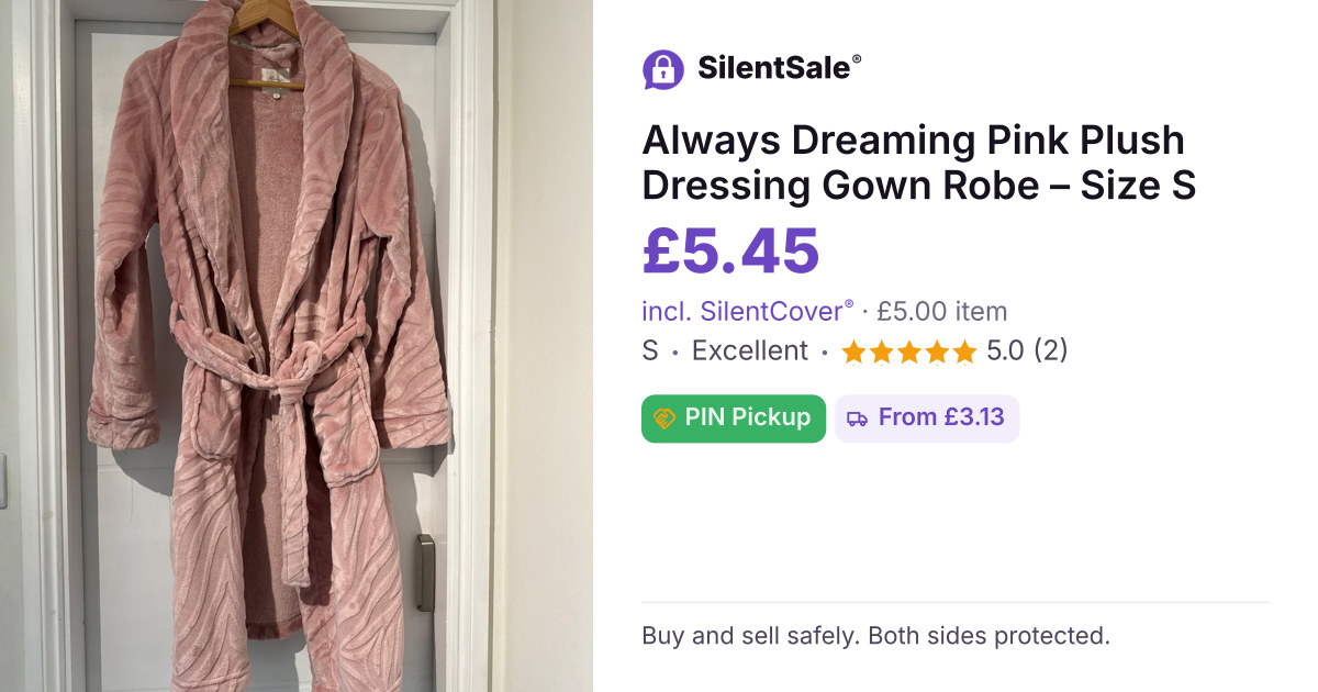 Always Dreaming Pink Plush Dressing Gown Robe – Size S