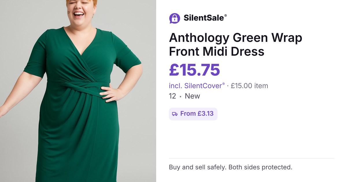 Anthology Green Wrap Front Midi Dress