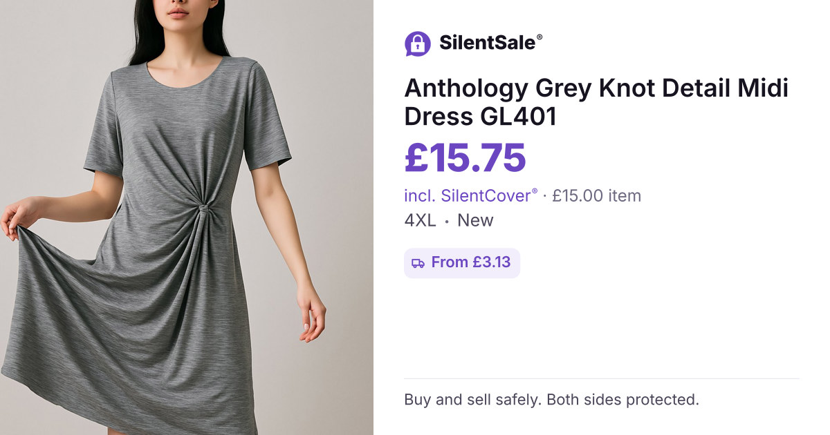 Anthology Grey Knot Detail Midi Dress GL401