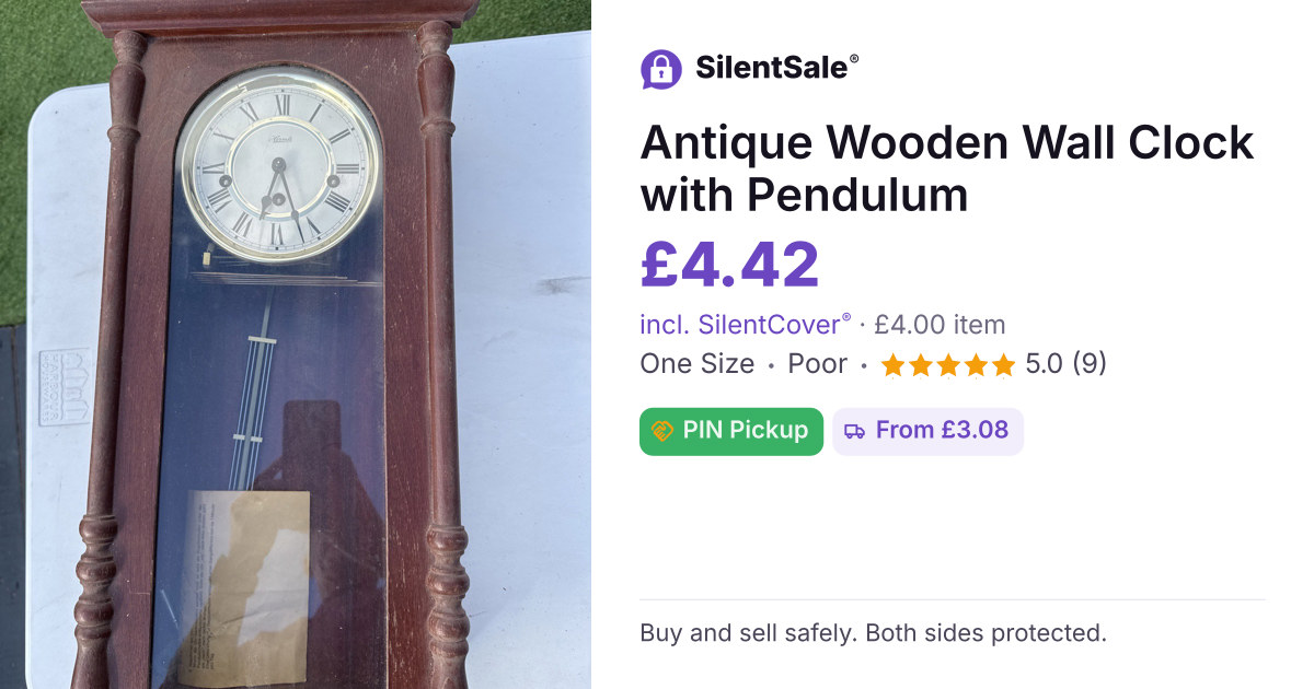 Antique Wooden Wall Clock with Pendulum