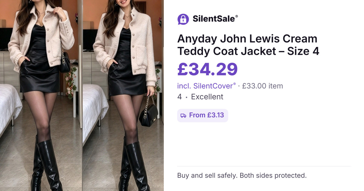 Anyday John Lewis Cream Teddy Coat Jacket – Size 4