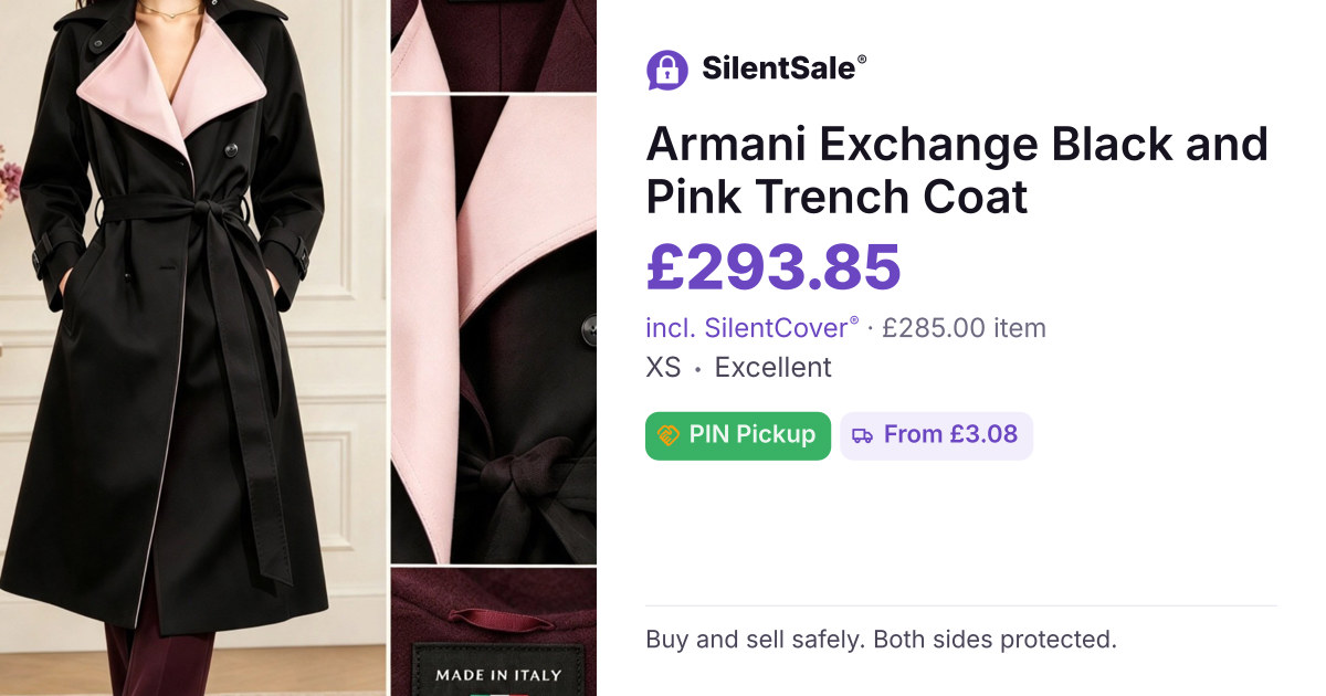 Armani Exchange Black and Pink Trench Coat