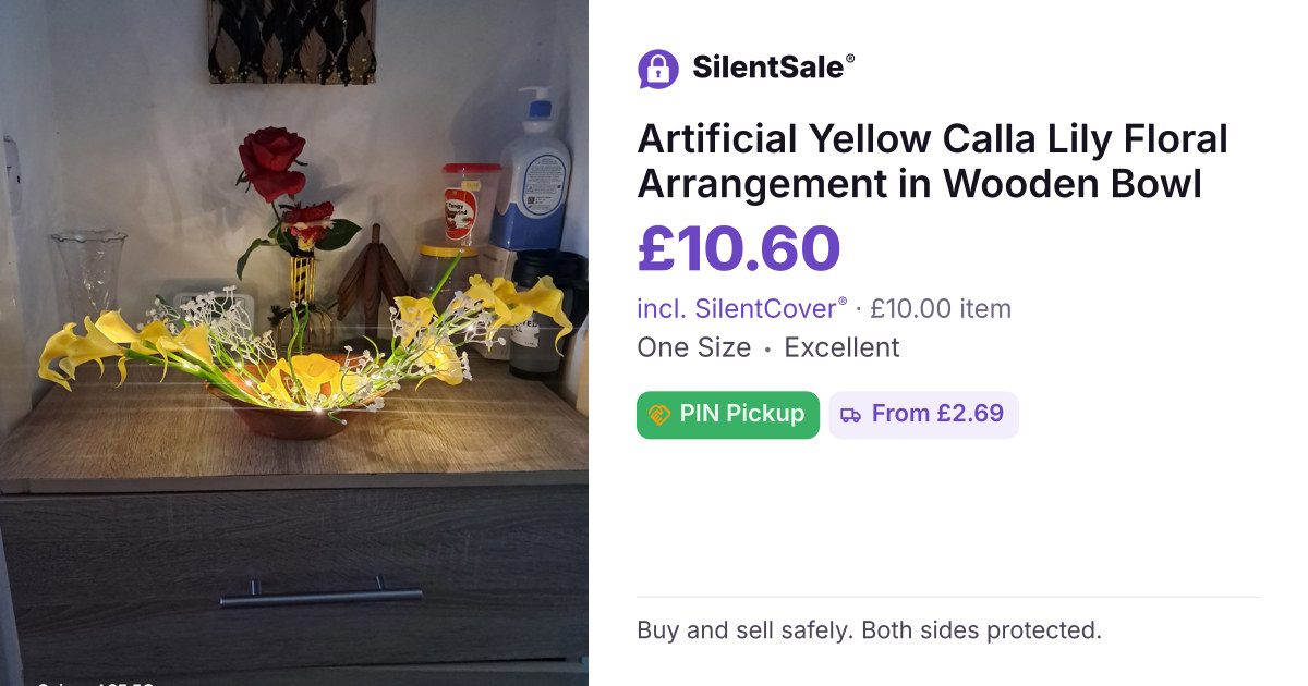 Artificial Yellow Calla Lily Floral Arrangement in Wooden Bowl