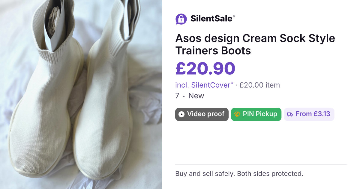 Asos design Cream Sock Style Trainers Boots