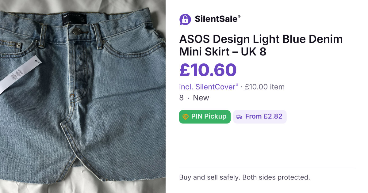 ASOS Design Light Blue Denim Mini Skirt – UK 8