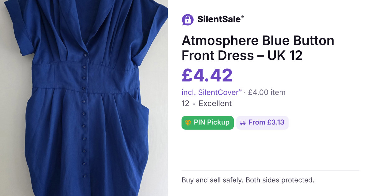 Atmosphere Blue Button Front Dress – UK 12
