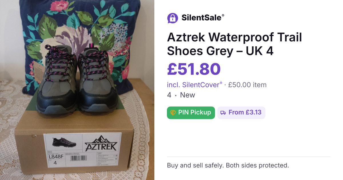 Aztrek Waterproof Trail Shoes Grey – UK 4