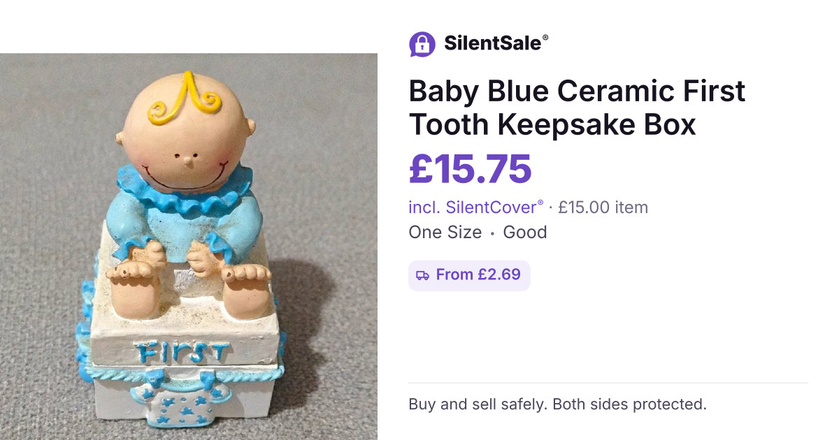Baby Blue Ceramic First Tooth Keepsake Box