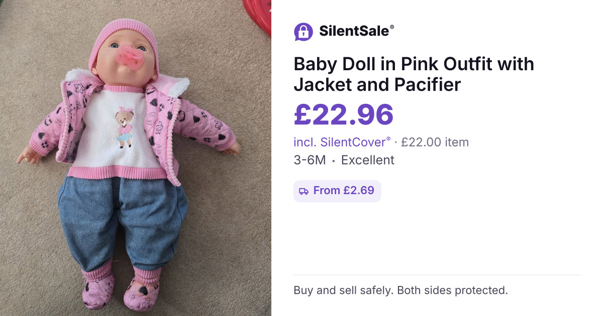 Baby Doll in Pink Outfit with Jacket and Pacifier