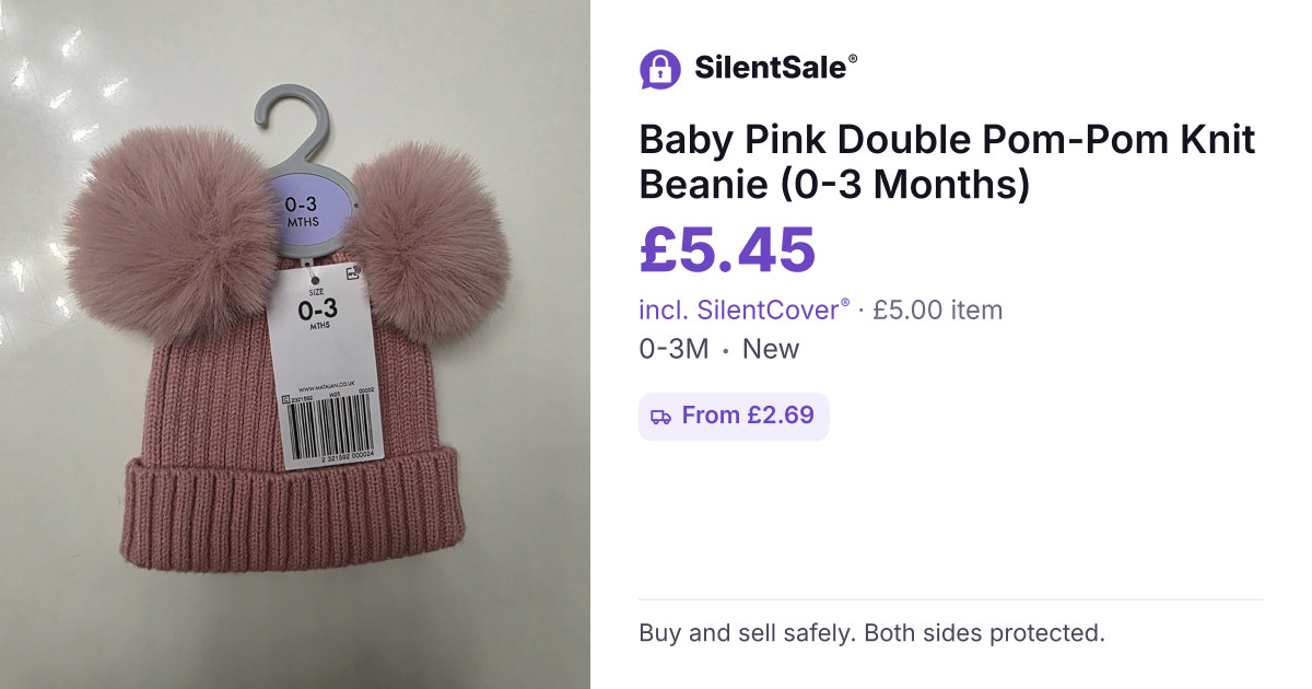 Baby Pink Double Pom-Pom Knit Beanie (0-3 Months)