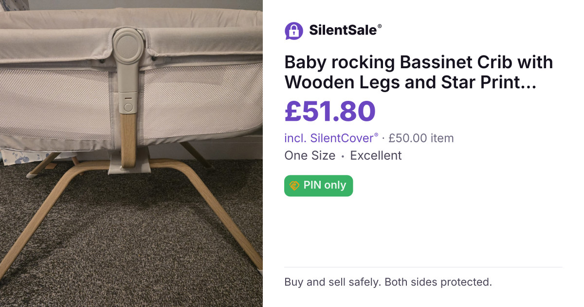 Baby rocking Bassinet Crib with Wooden Legs and Star Print Mattress