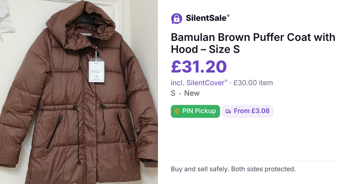 Bamulan Brown Puffer Coat with Hood – Size S